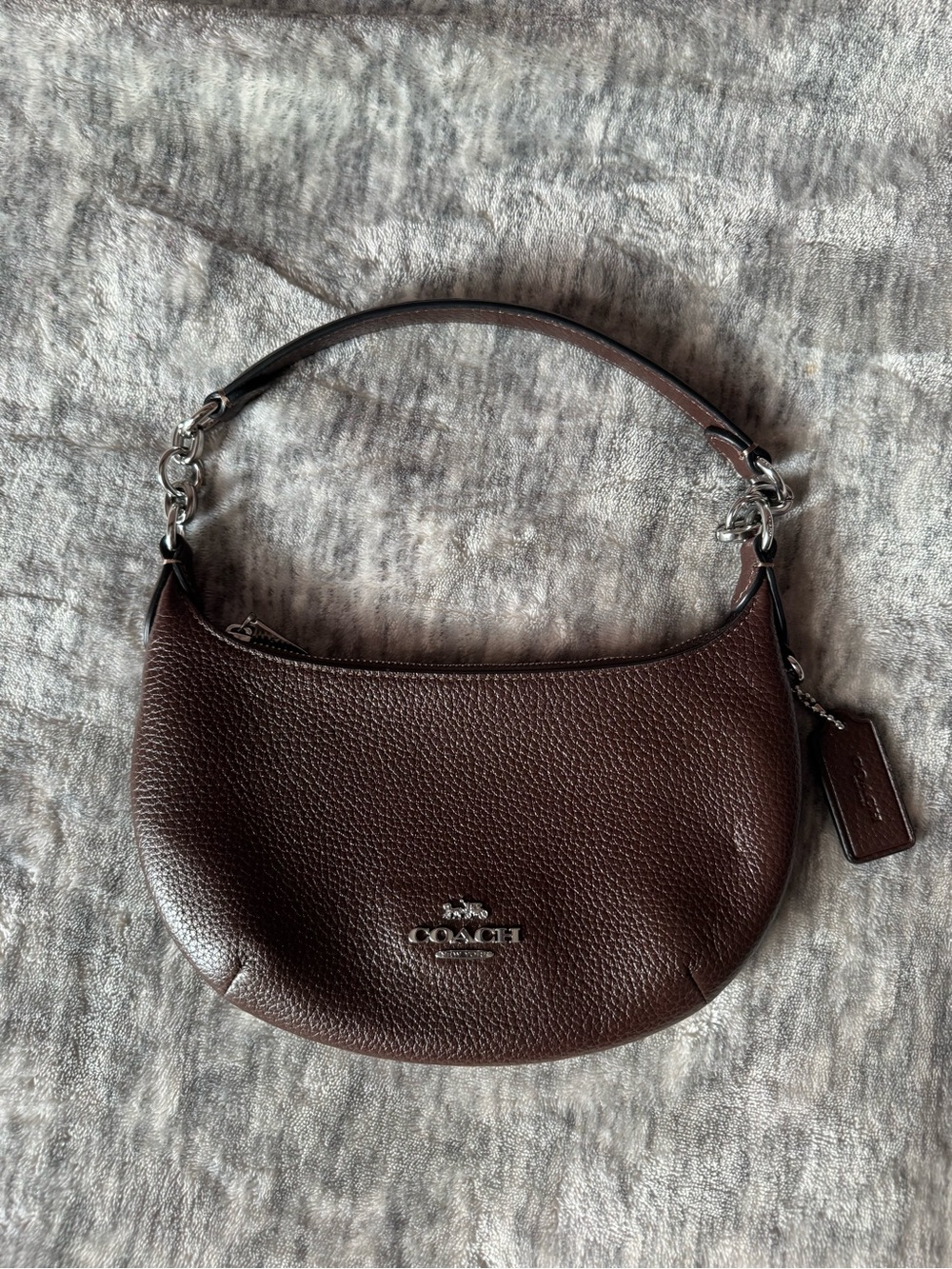 Coach Payton Mini Pebbled Leather Brown Hobo Shoulder Bag